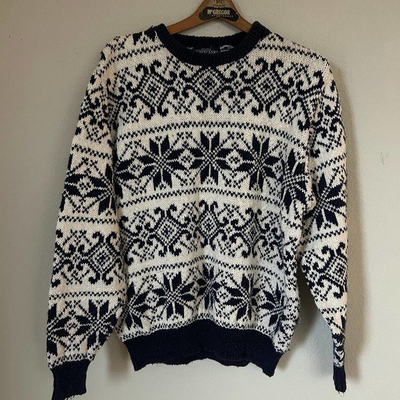 Men’s Vintage L.L. Bean Cozy Chunky Snowflake Sweater Size Large - Picture 11 of 12